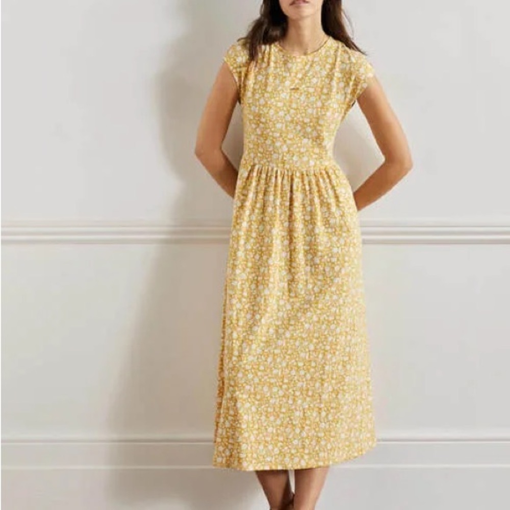 Boden easy tshirt midi dress in yellow floral